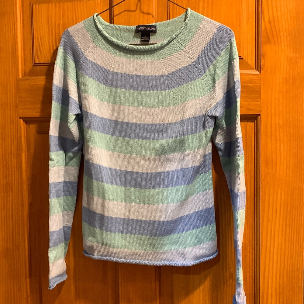 Ann Taylor blue striped sweater